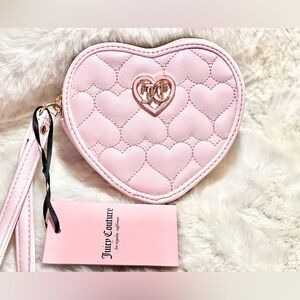 Juicy Couture Quilted Pink Heart Pouch Wristlet